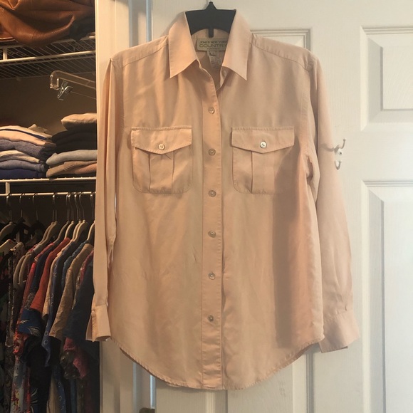 Pale Pink 100% Silk Button Down Shirt EUC - Picture 1 of 5